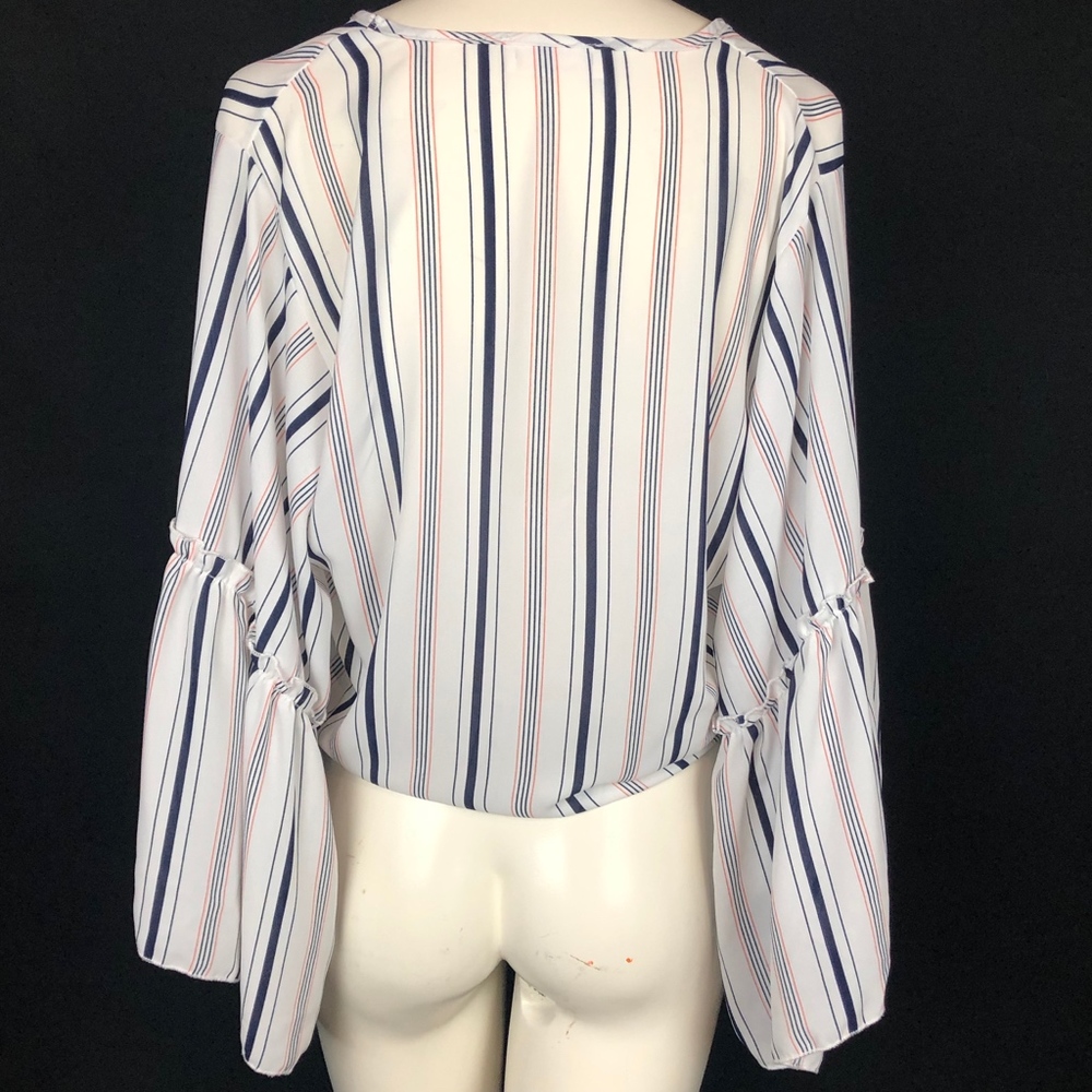 Lavender Fields Striped Bell Sleeve Blouse - Picture 5 of 7